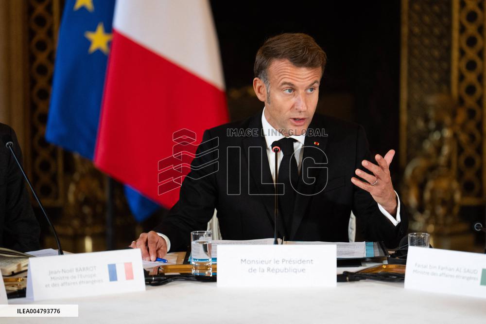 Emmanuel Macron at Meeting for a peace plan in Gaza - Paris