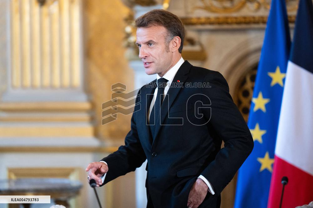 Emmanuel Macron at Meeting for a peace plan in Gaza - Paris