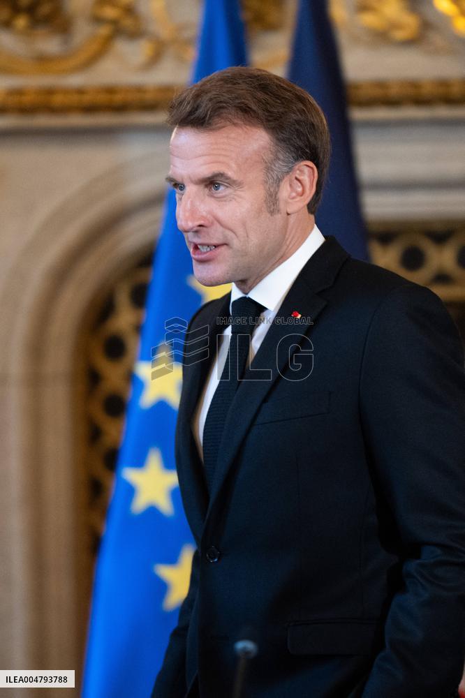 Emmanuel Macron at Meeting for a peace plan in Gaza - Paris