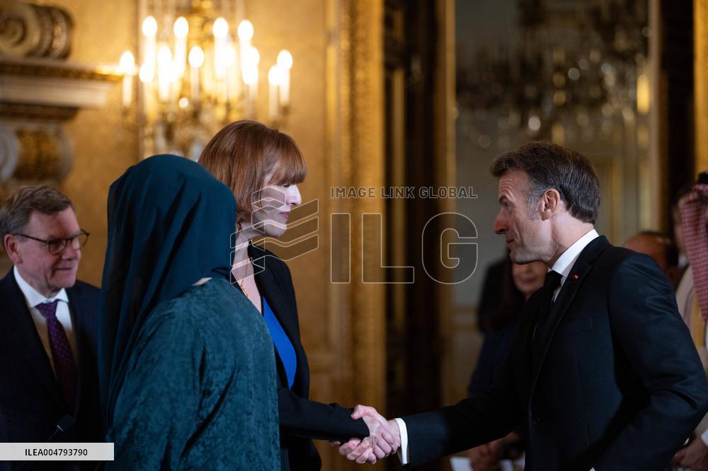 Emmanuel Macron at Meeting for a peace plan in Gaza - Paris