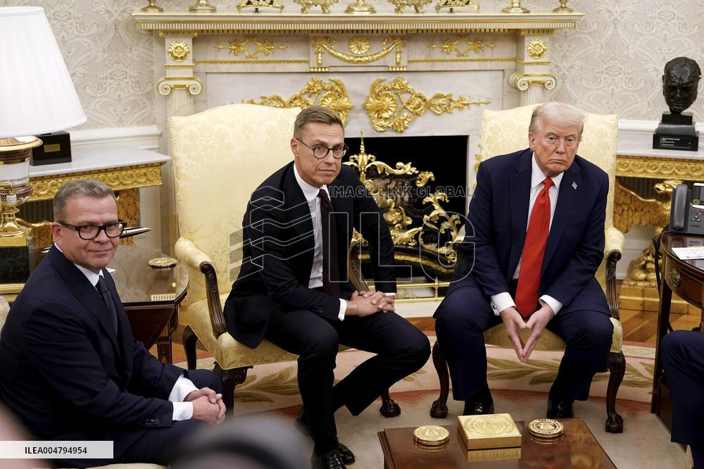 President Stubb and Prime Minister Orpo meeting President Trump in Washington D.C.
