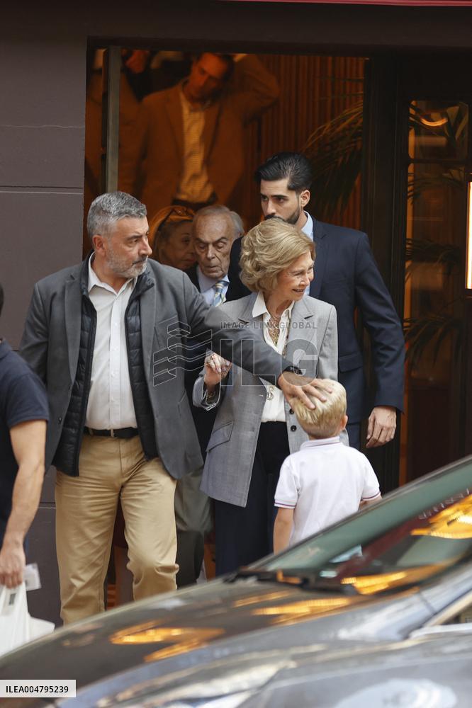 Queen Sofia Leaves A Restaurant With Her Brother-In-Law, Carlos Zurita - Madrid