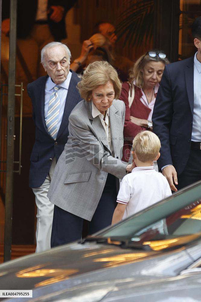 Queen Sofia Leaves A Restaurant With Her Brother-In-Law, Carlos Zurita - Madrid