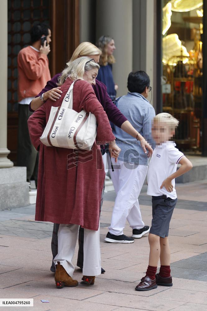 Queen Sofia Leaves A Restaurant With Her Brother-In-Law, Carlos Zurita - Madrid