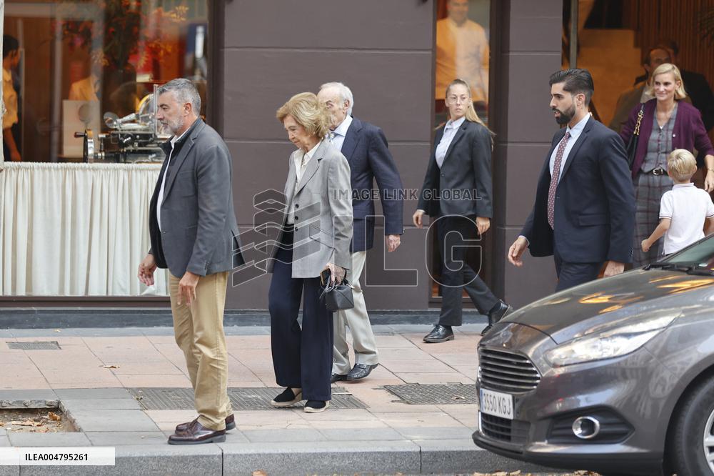 Queen Sofia Leaves A Restaurant With Her Brother-In-Law, Carlos Zurita - Madrid