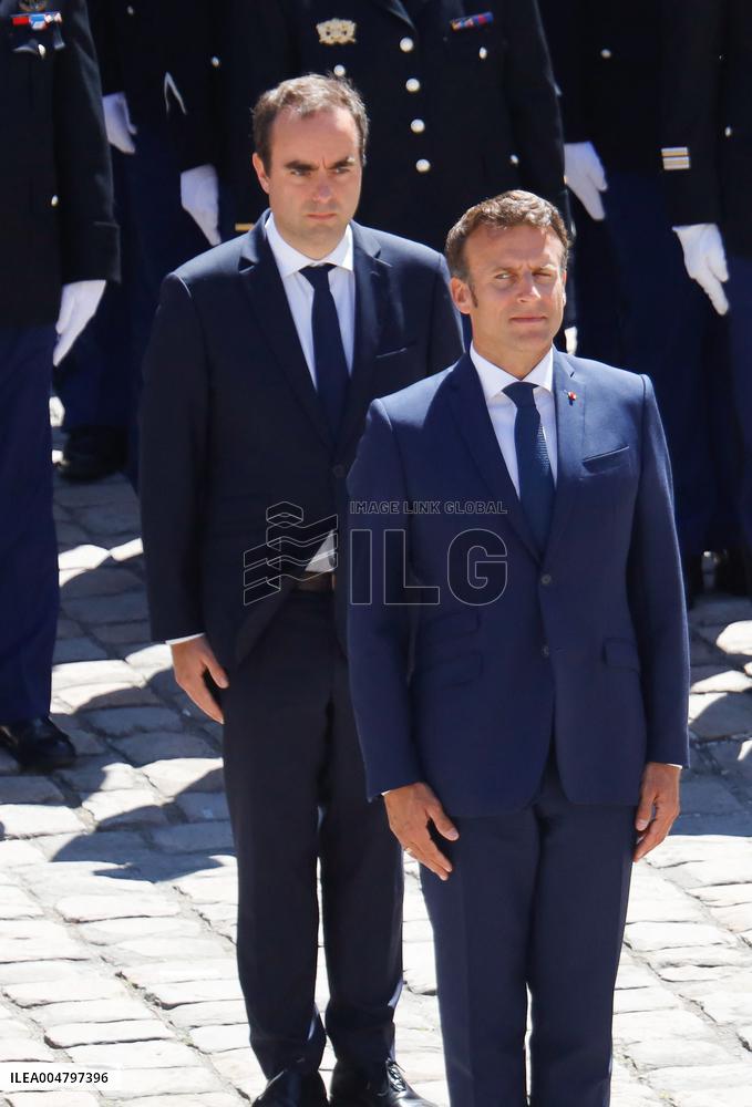 President Macron At The Ceremony Of Taking Up Arms - Paris