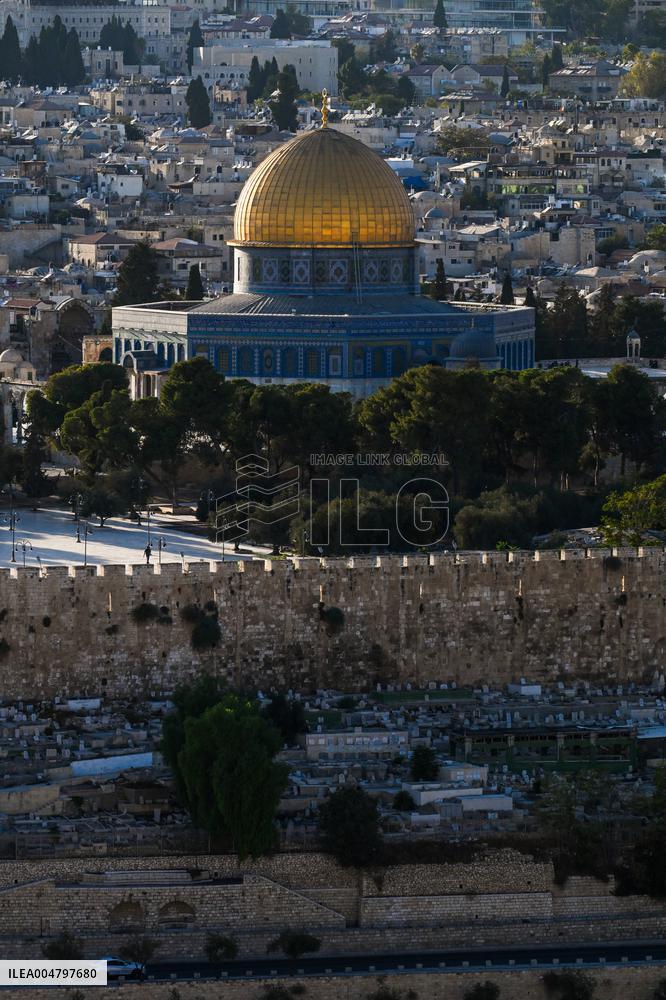View From The Mount Of Olives Of The Old City In Jerusalem - Israel