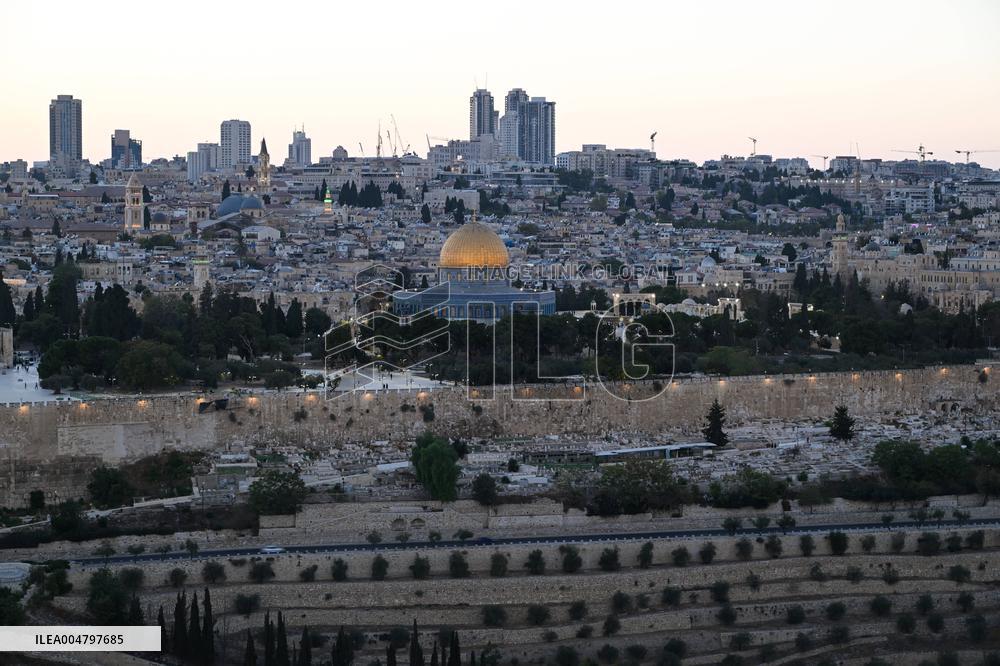 View From The Mount Of Olives Of The Old City In Jerusalem - Israel