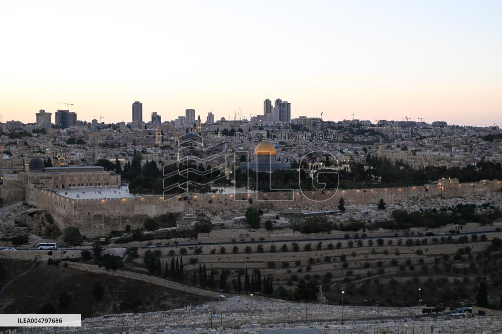 View From The Mount Of Olives Of The Old City In Jerusalem - Israel