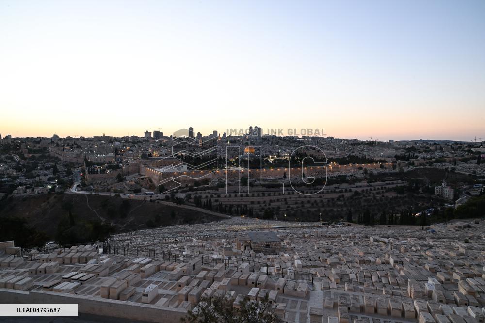 View From The Mount Of Olives Of The Old City In Jerusalem - Israel