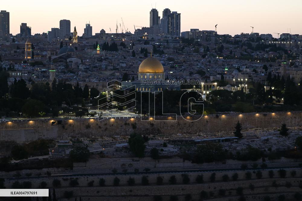 View From The Mount Of Olives Of The Old City In Jerusalem - Israel