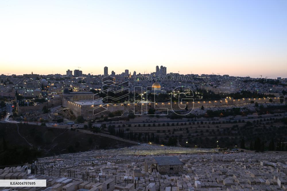 View From The Mount Of Olives Of The Old City In Jerusalem - Israel