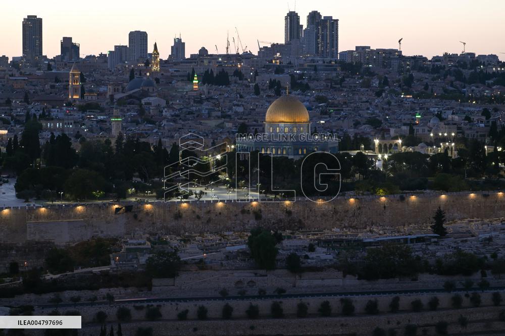 View From The Mount Of Olives Of The Old City In Jerusalem - Israel