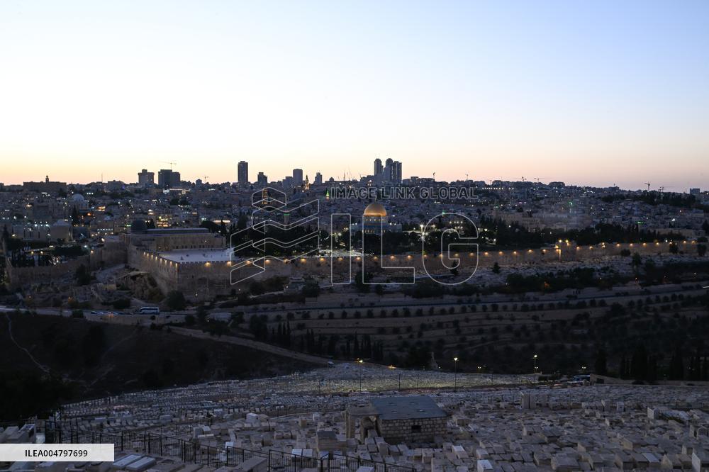 View From The Mount Of Olives Of The Old City In Jerusalem - Israel
