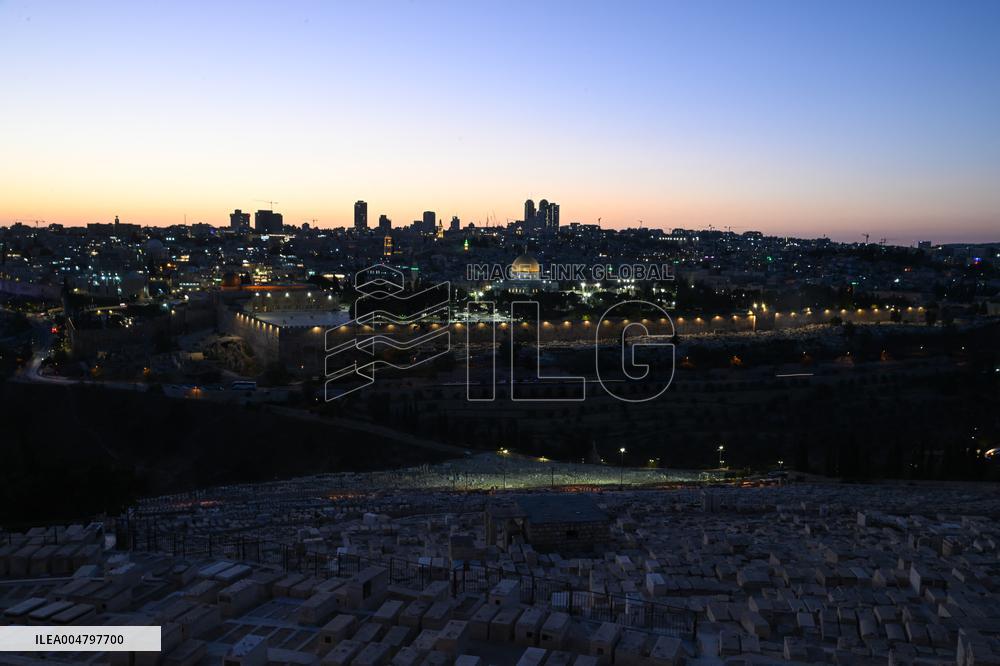 View From The Mount Of Olives Of The Old City In Jerusalem - Israel