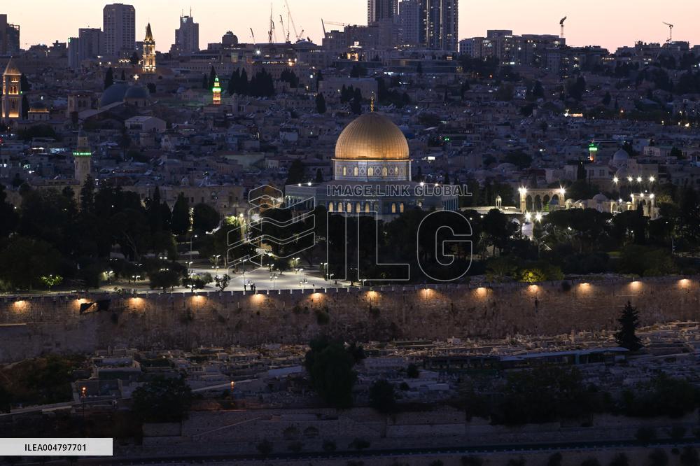 View From The Mount Of Olives Of The Old City In Jerusalem - Israel