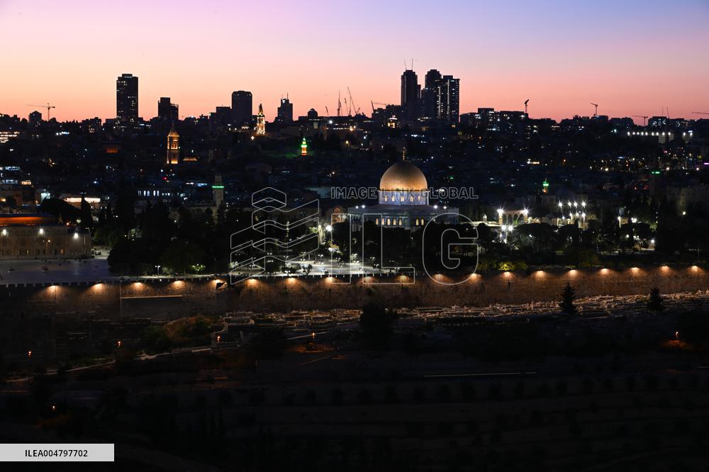 View From The Mount Of Olives Of The Old City In Jerusalem - Israel