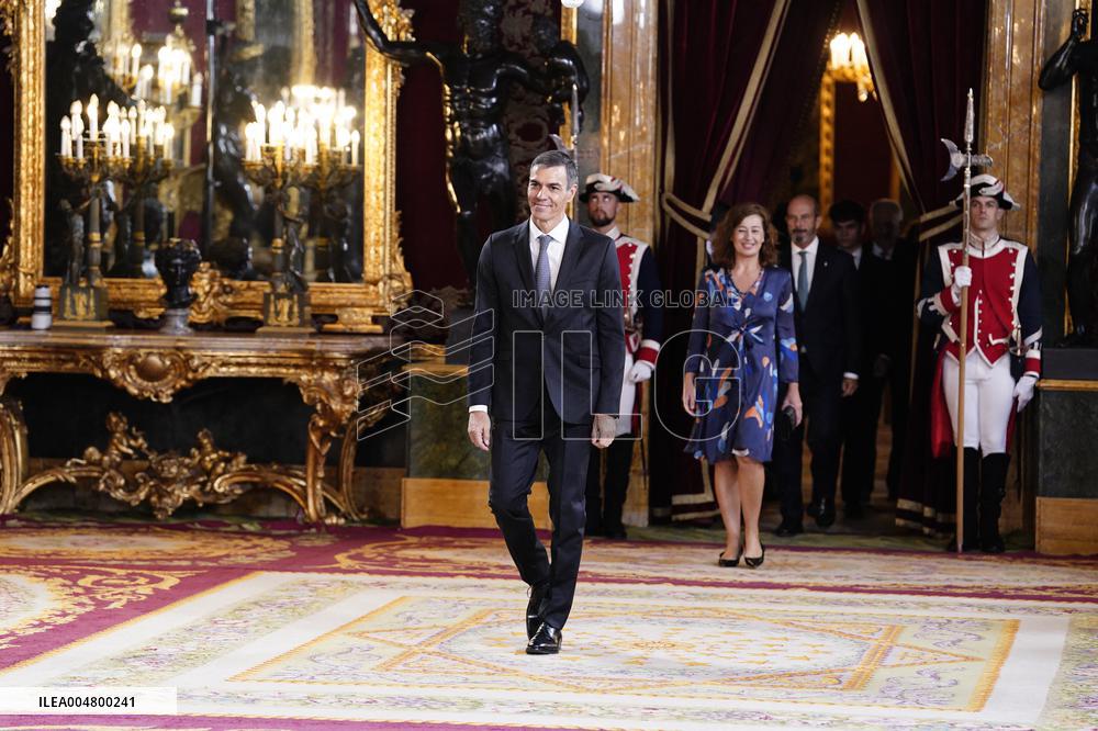 Royals Preside Over a Reception at the Royal Palace for National Holiday - Madrid