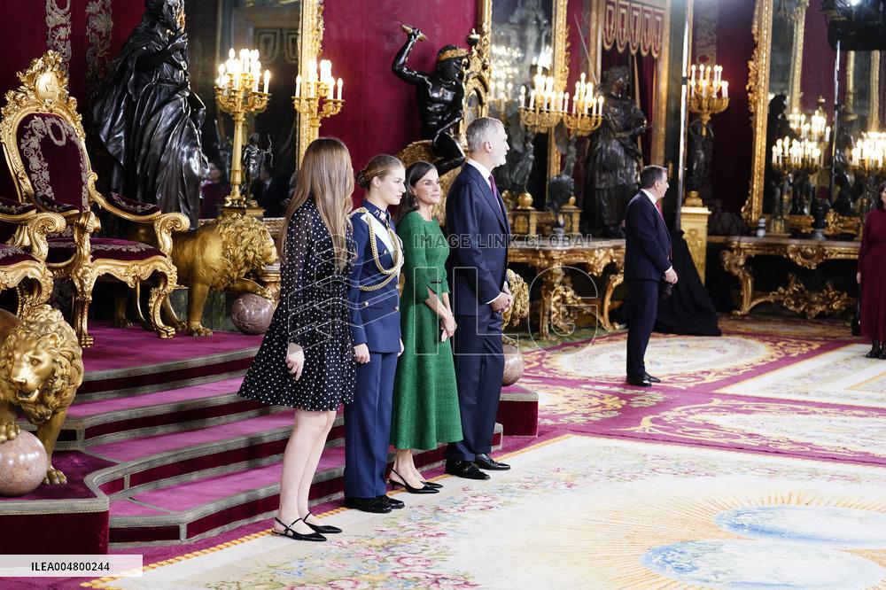 Royals Preside Over a Reception at the Royal Palace for National Holiday - Madrid