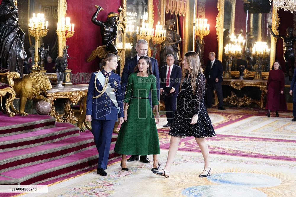 Royals Preside Over a Reception at the Royal Palace for National Holiday - Madrid