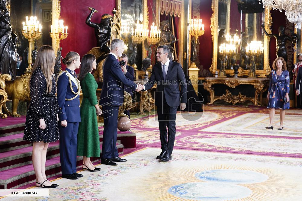 Royals Preside Over a Reception at the Royal Palace for National Holiday - Madrid