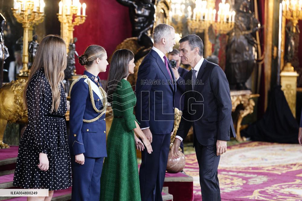 Royals Preside Over a Reception at the Royal Palace for National Holiday - Madrid