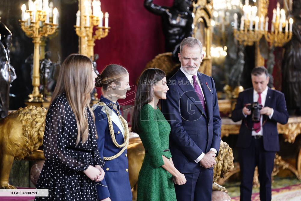 Royals Preside Over a Reception at the Royal Palace for National Holiday - Madrid