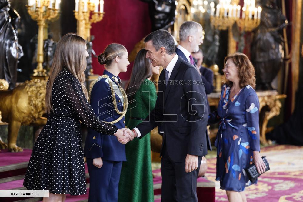 Royals Preside Over a Reception at the Royal Palace for National Holiday - Madrid