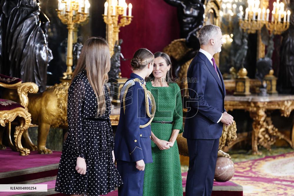 Royals Preside Over a Reception at the Royal Palace for National Holiday - Madrid