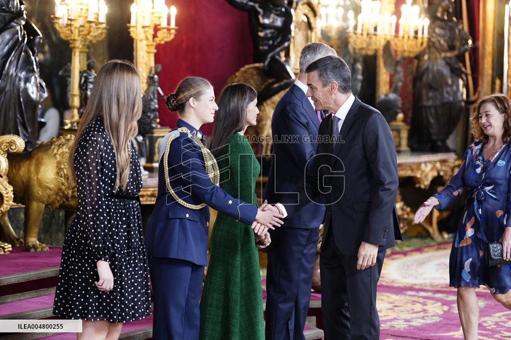 Royals Preside Over a Reception at the Royal Palace for National Holiday - Madrid