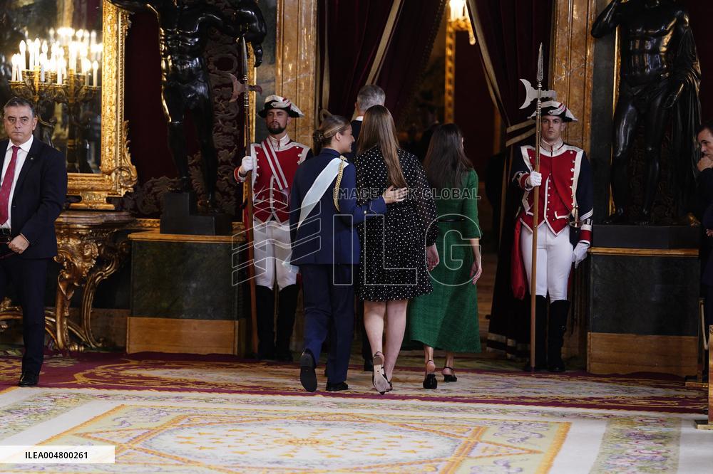 Royals Preside Over a Reception at the Royal Palace for National Holiday - Madrid
