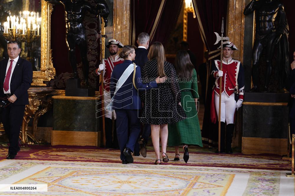 Royals Preside Over a Reception at the Royal Palace for National Holiday - Madrid