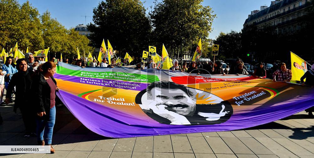 Demonstration to demand the release of PKK leader Abdullah Ocalan - Paris