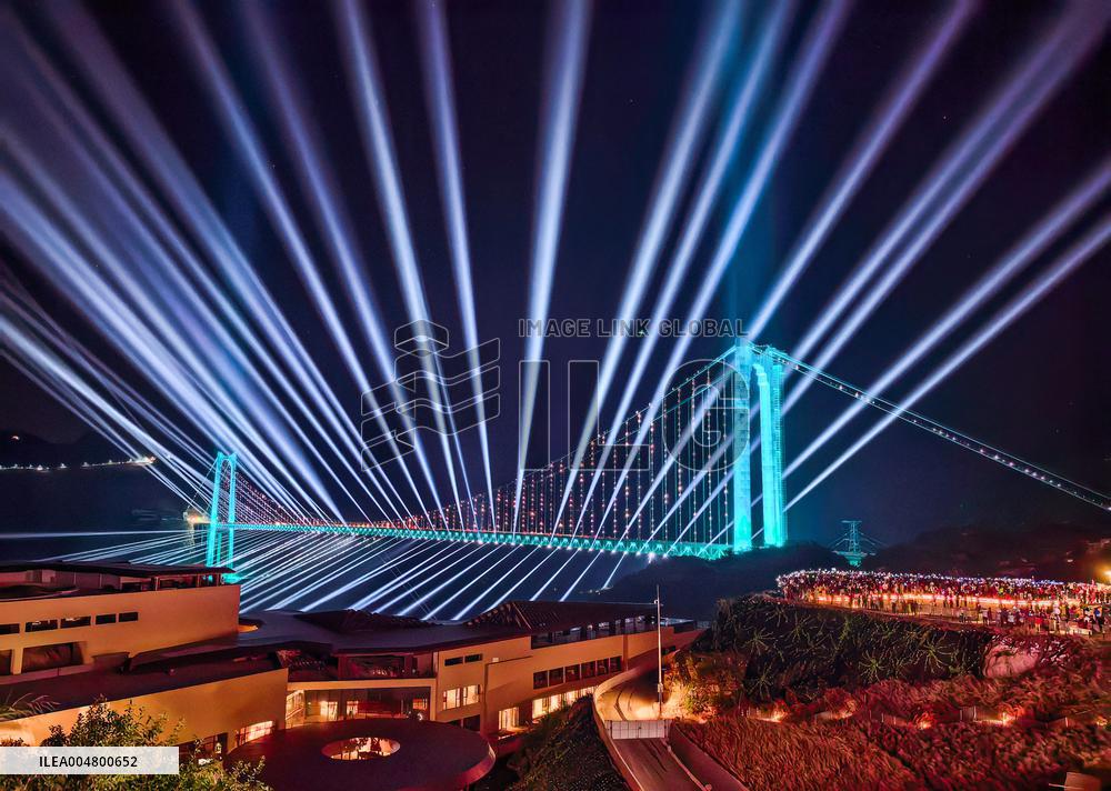 Huajiang Grand Canyon Bridge At Night - China