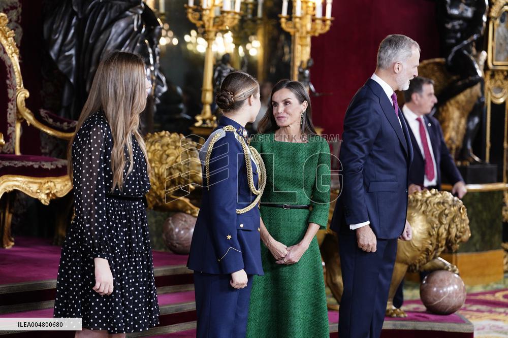Royals Preside Over a Reception at the Royal Palace for National Holiday - Madrid