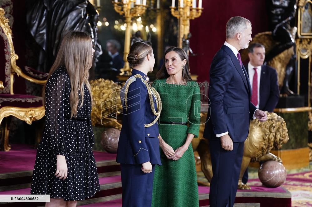 Royals Preside Over a Reception at the Royal Palace for National Holiday - Madrid