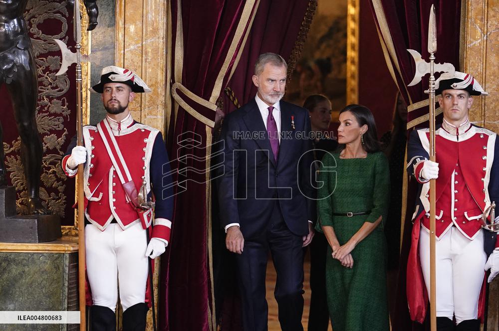 Royals Preside Over a Reception at the Royal Palace for National Holiday - Madrid
