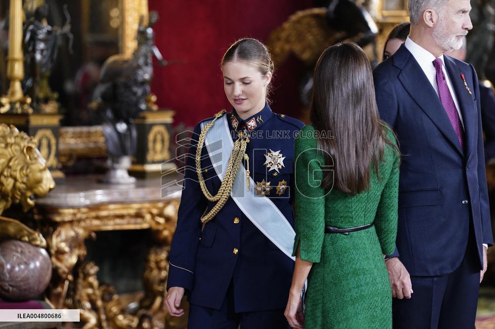 Royals Preside Over a Reception at the Royal Palace for National Holiday - Madrid