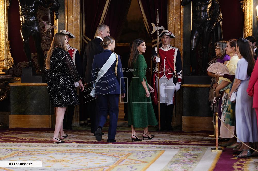 Royals Preside Over a Reception at the Royal Palace for National Holiday - Madrid