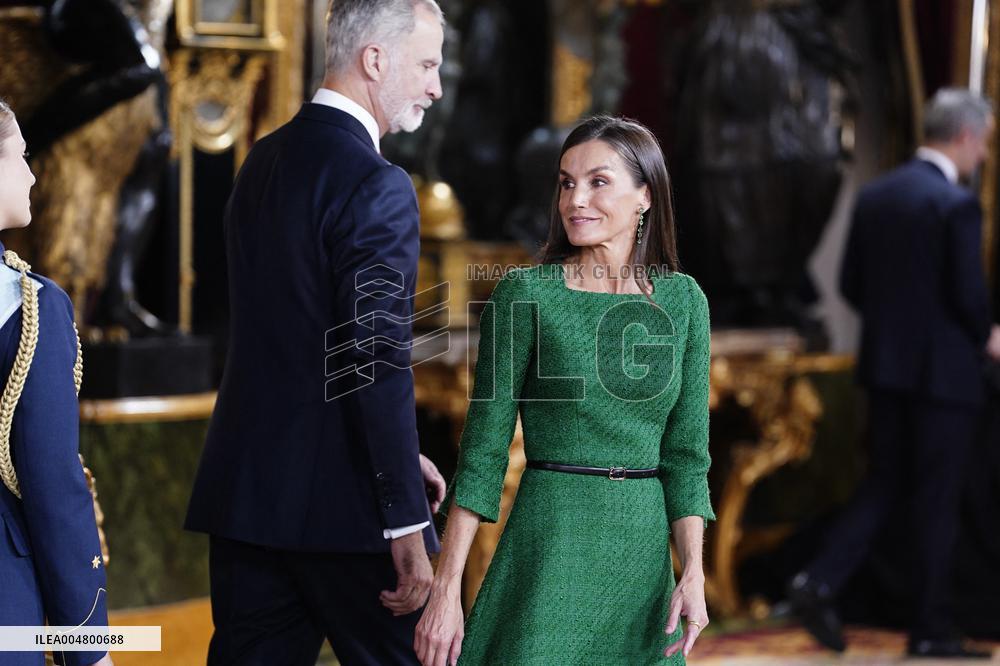 Royals Preside Over a Reception at the Royal Palace for National Holiday - Madrid