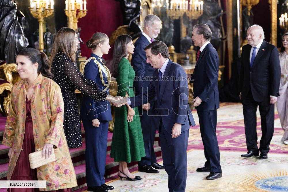 Royals Preside Over a Reception at the Royal Palace for National Holiday - Madrid