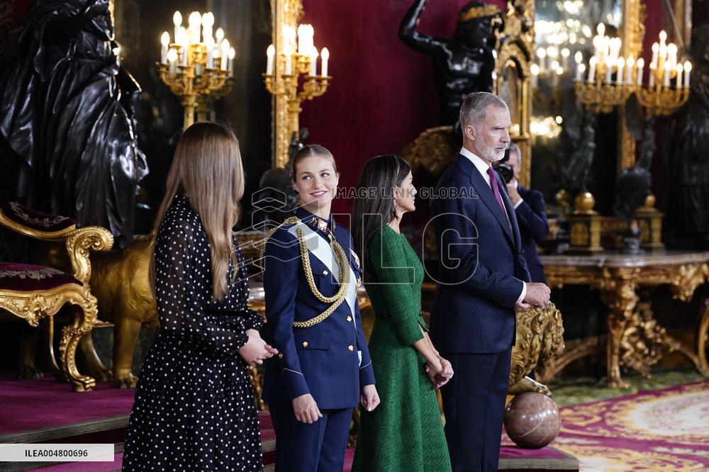 Royals Preside Over a Reception at the Royal Palace for National Holiday - Madrid
