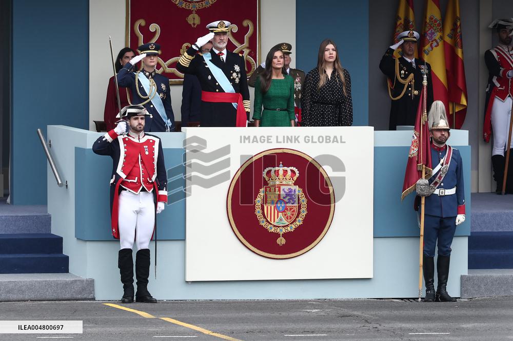 Spanish Royals At The Military Parade on National Day - Madrid