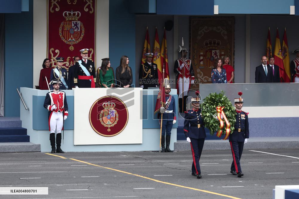 Spanish Royals At The Military Parade on National Day - Madrid