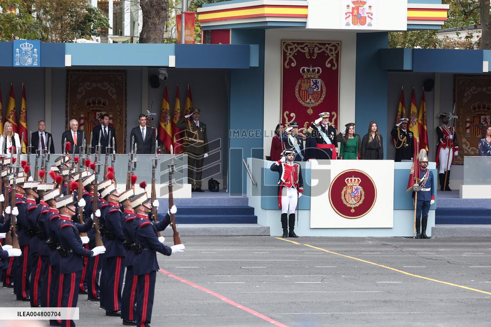 Spanish Royals At The Military Parade on National Day - Madrid