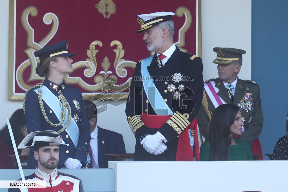 Spanish Royals At The Military Parade on National Day - Madrid