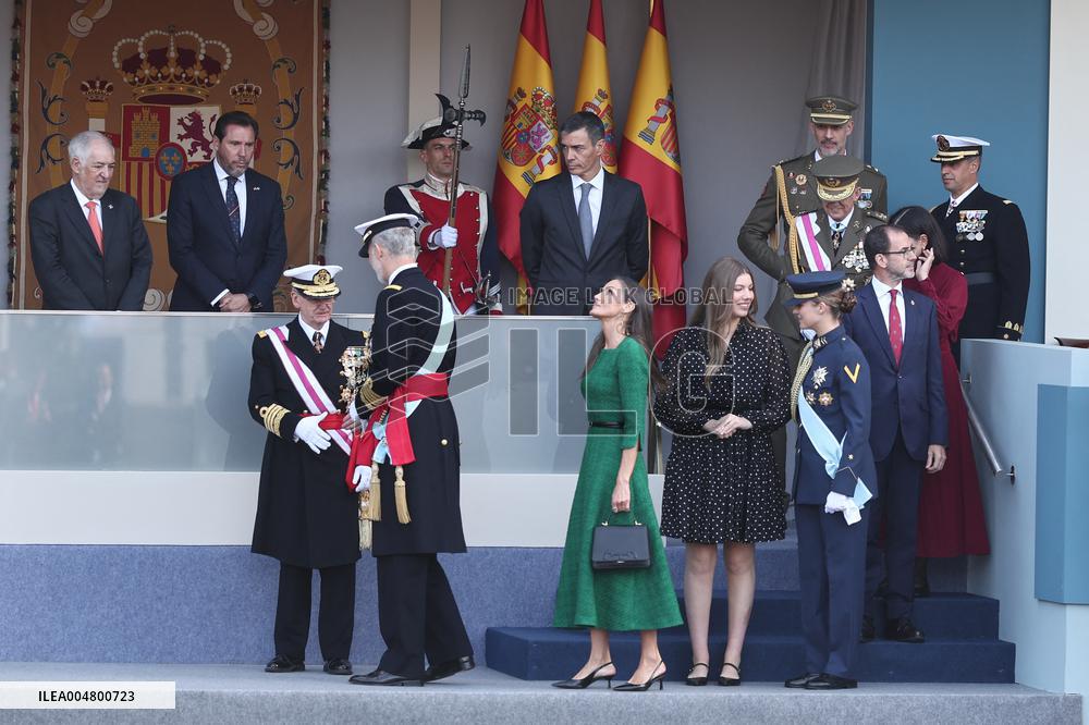 Spanish Royals At The Military Parade on National Day - Madrid