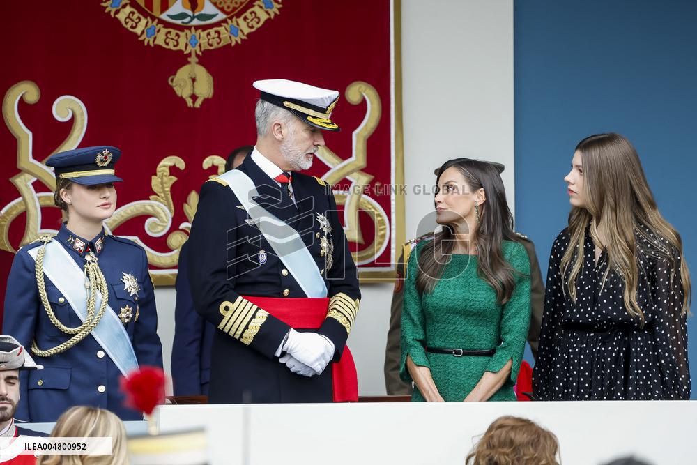 Spanish Royals At The Military Parade on National Day - Madrid