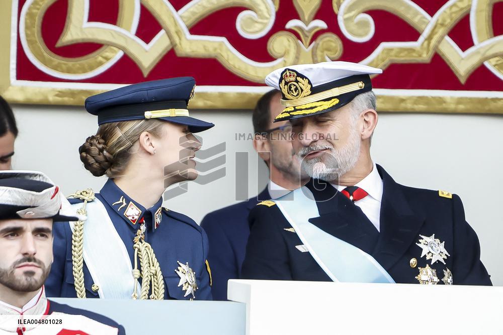 Spanish Royals At The Military Parade on National Day - Madrid