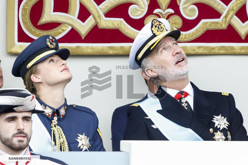 Spanish Royals At The Military Parade on National Day - Madrid